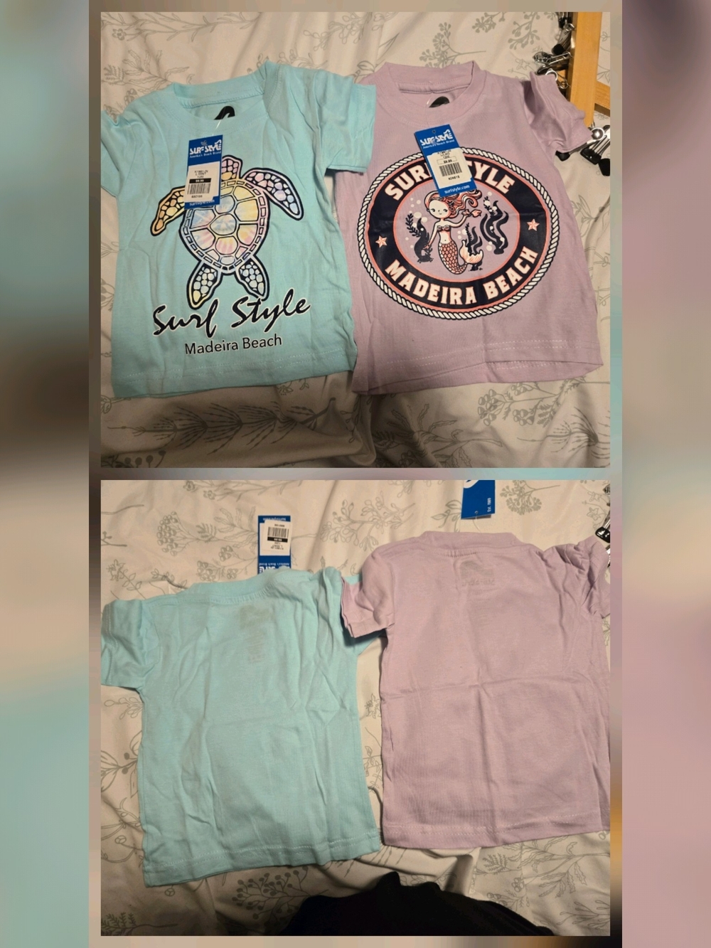 surf style Kids' Double Tee Set - Light Blue & Lavender